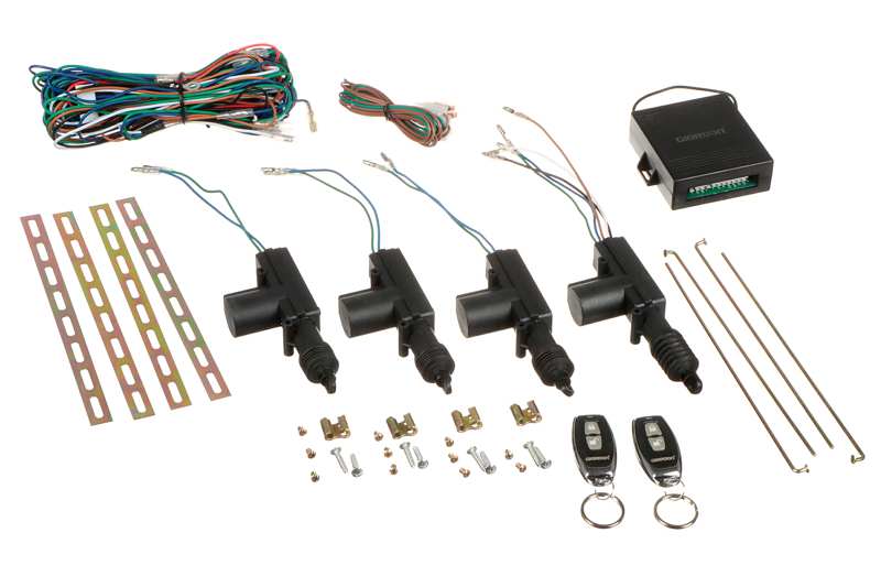 UNIX Central locking set, universal 601596 Remote control central lock set for 4 doors, boot opening function, reinforced motors, 3 two wires and 1 five -line engine.