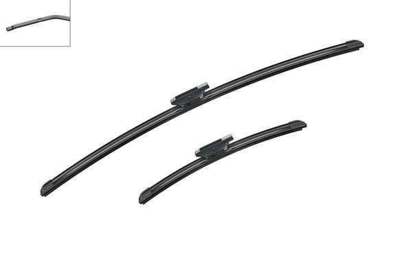 BOSCH Wiper blades 268230 650/340 mm (1 pair)
Length 1 [mm]: 650, Length 2 [mm]: 340, Wiper blade type: Flat wiper blade, Left-/right-hand drive vehicles: for left-hand drive vehicles 1.