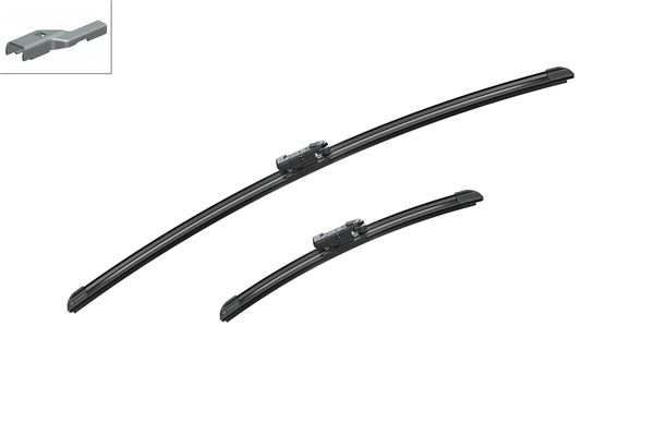 BOSCH Wiper blades 268171 650/340 mm (1 pair)
Length 1 [mm]: 650, Length 2 [mm]: 340, Wiper blade type: Flat wiper blade, Left-/right-hand drive vehicles: for left-hand drive vehicles 1.