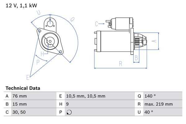 BOSCH Starter 286682 Überholt
Spannung [V]: 12, Starterleistung [kW]: 1,1, Zähnezahl: 9, Steckerausführung-ID: 30-50, wahlweise: , Drehrichtung: Drehrichtung im Uhrzeigersinn, Flansch-O [mm]: 76, Anzahl der Befestigungsbohrungen: 2, Ritzel-Grundposition [mm]: 15