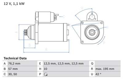 BOSCH Starter - STARTER (PC) - 0 986 020 330