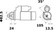 MAHLE ORIGINAL Starter 11172759 Spannung [V]: 12, Starterleistung [kW]: 2,7, Zähnezahl: 9, Flansch-O [mm]: 82,5, Anzahl der Befestigungsbohrungen: 2, Durchmesser der Befestigungspunkte [mm]: 105,0, Bohrung-O 1 [mm]: 13,5, Drehrichtung: Drehrichtung im Uhrzeigersinn, für Schwungradtiefe [mm]: 24,0, Zahnteilung [mm]: 14,36 2.