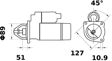 MAHLE ORIGINAL Starter 11172802 Spannung [V]: 12, Starterleistung [kW]: 3,1, Zähnezahl: 9, Flansch-O [mm]: 89,0, Befestigungswinkel [Grad]: 45,0, Anzahl der Befestigungsbohrungen: 3, Durchmesser der Befestigungspunkte [mm]: 127,0, Bohrung-O 1 [mm]: 10,9, Drehrichtung: Drehrichtung im Uhrzeigersinn, für Schwungradtiefe [mm]: 51,0, Zahnteilung [mm]: 14,36, Klemme: 31 2.