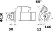 MAHLE ORIGINAL Starter 11172814 Spannung [V]: 12, Starterleistung [kW]: 2,7, Zähnezahl: 9, Flansch-O [mm]: 110,0, Anzahl der Befestigungsbohrungen: 3, Durchmesser der Befestigungspunkte [mm]: 146,0, Bohrung-O 1 [mm]: 12,0, Drehrichtung: Drehrichtung im Uhrzeigersinn, für Schwungradtiefe [mm]: 30,0, Zahnteilung [mm]: 14,7 2.