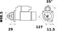 MAHLE ORIGINAL Starter 11172786 Spannung [V]: 12, Starterleistung [kW]: 3,0, Zähnezahl: 9, Flansch-O [mm]: 98,5, Befestigungswinkel [Grad]: 35,0, Anzahl der Befestigungsbohrungen: 3, Durchmesser der Befestigungspunkte [mm]: 127,0, Bohrung-O 1 [mm]: 11,5, Drehrichtung: Drehrichtung im Uhrzeigersinn, für Schwungradtiefe [mm]: 29,0, Zahnteilung [mm]: 14,36 2.