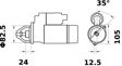 MAHLE ORIGINAL Starter 11172775 Spannung [V]: 12, Starterleistung [kW]: 2,7, Zähnezahl: 9, Flansch-O [mm]: 82,5, Befestigungswinkel [Grad]: 35,0, Anzahl der Befestigungsbohrungen: 2, Durchmesser der Befestigungspunkte [mm]: 105,0, Bohrung-O 1 [mm]: 13,5, Drehrichtung: Drehrichtung im Uhrzeigersinn, für Schwungradtiefe [mm]: 24,0, Zahnteilung [mm]: 14,36 2.