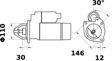 MAHLE ORIGINAL Starter 11172774 Spannung [V]: 12, Starterleistung [kW]: 2,7, Zähnezahl: 9, Flansch-O [mm]: 110,0, Befestigungswinkel [Grad]: 30,0, Anzahl der Befestigungsbohrungen: 3, Durchmesser der Befestigungspunkte [mm]: 146,0, Bohrung-O 1 [mm]: 12,0, Drehrichtung: Drehrichtung im Uhrzeigersinn, für Schwungradtiefe [mm]: 30,0, Zahnteilung [mm]: 14,7, Klemme: 31, Gewindemaß: M 12 2.