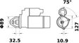 MAHLE ORIGINAL Starter 11172773 Spannung [V]: 12, Starterleistung [kW]: 2,7, Zähnezahl: 10, Flansch-O [mm]: 89,0, Befestigungswinkel [Grad]: 75,0, Anzahl der Befestigungsbohrungen: 3, Durchmesser der Befestigungspunkte [mm]: 127,0, Bohrung-O 1 [mm]: 10,9, Drehrichtung: Drehrichtung im Uhrzeigersinn, für Schwungradtiefe [mm]: 32,5, Zahnteilung [mm]: 15,42, Klemme: 31 2.