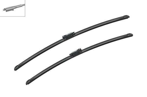 BOSCH Wiper blades 721223 AeroTwin
Length 1 [mm]: 700, Length 2 [mm]: 650, Wiper blade type: Flat wiper blade, Mounting Type: Clamped 1.