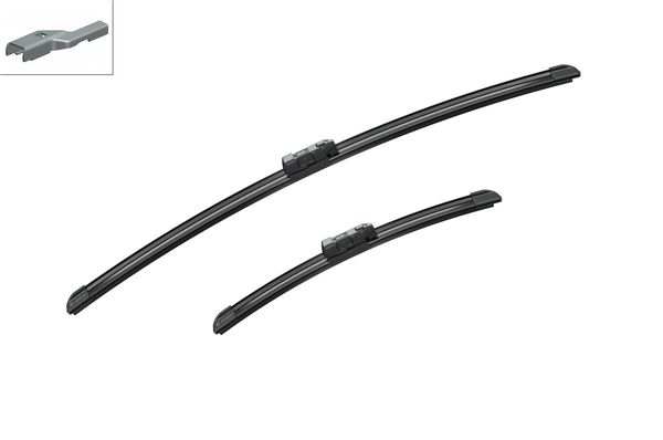 BOSCH Wiper blades 72211 AeroTwin
Length 1 [mm]: 600, Length 2 [mm]: 340, Wiper blade type: Flat wiper blade, Left-/right-hand drive vehicles: for left-hand drive vehicles 1.