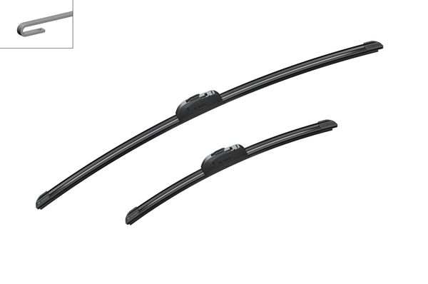 BOSCH Wiper blades 72458 Aerotwin-Retrofit, 650/400mm (1 pair)
Fitting Position: Front, Length 1 [mm]: 650, Length 2 [mm]: 400, Wiper blade type: Flat wiper blade, Left-/right-hand drive vehicles: for left-hand drive vehicles 1.