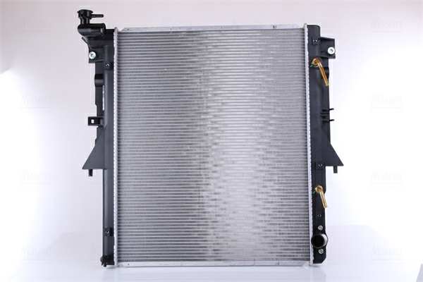 NISSENS Radiator 10371856 Cooling fins material: Aluminium, Core Depth [mm]: 16, Core Length [mm]: 525, Core Width [mm]: 638, Inlet O [mm]: 35, Outlet O [mm]: 35, Radiator type: Brazed cooling fins, Supplementary Article/Info 2: without expansion tank, Supplementary Article/Supplementary Info: with oil cooler, with gaskets/seals, Water Tank Material (radiator): Plastic 1.