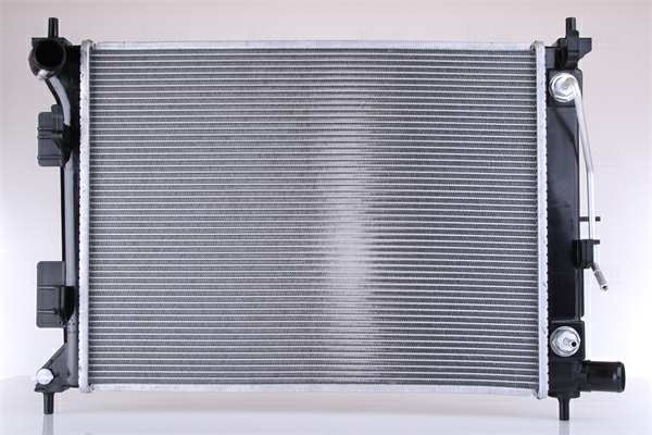NISSENS Radiator 10371923 Cooling fins material: Aluminium, Core Depth [mm]: 26, Core Length [mm]: 500, Core Width [mm]: 376, Inlet O [mm]: 35, Outlet O [mm]: 33, Radiator type: Brazed cooling fins, Supplementary Article/Info 2: without expansion tank, Supplementary Article/Supplementary Info: with oil cooler, without gasket/seal, Water Tank Material (radiator): Plastic 1.