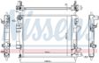 NISSENS Radiator 10371916 Cooling fins material: Aluminium, Core Depth [mm]: 16, Core Length [mm]: 420, Core Width [mm]: 362, Inlet O [mm]: 33, Outlet O [mm]: 33, Radiator type: Brazed cooling fins, Supplementary Article/Info 2: without expansion tank, Supplementary Article/Supplementary Info: with oil cooler, without gasket/seal, Water Tank Material (radiator): Plastic 5.
