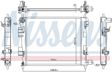 NISSENS Radiator 10371915 Cooling fins material: Aluminium, Core Depth [mm]: 16, Core Length [mm]: 420, Core Width [mm]: 362, Inlet O [mm]: 33, Outlet O [mm]: 33, Radiator type: Brazed cooling fins, Supplementary Article/Info 2: without expansion tank, Supplementary Article/Supplementary Info: without gasket/seal, Water Tank Material (radiator): Plastic 5.