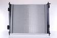 NISSENS Radiator 10400134 Cooling fins material: Aluminium, Core Depth [mm]: 26, Core Length [mm]: 480, Core Width [mm]: 398, Inlet O [mm]: 33, Outlet O [mm]: 33, Radiator type: Brazed cooling fins, Supplementary Article/Info 2: without expansion tank, Supplementary Article/Supplementary Info: with gaskets/seals, Water Tank Material (radiator): Plastic 3.