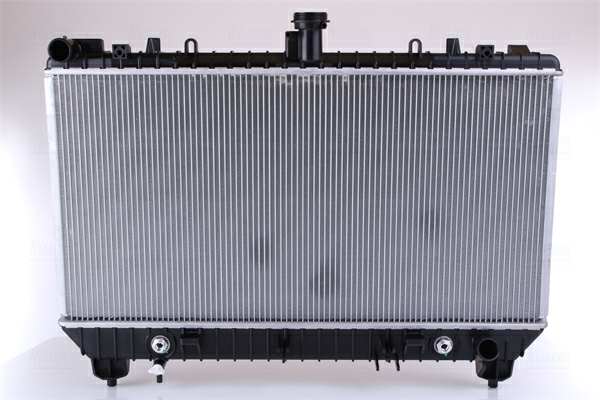 NISSENS Radiator 10400212 Cooling fins material: Aluminium, Core Depth [mm]: 26, Core Length [mm]: 385, Core Width [mm]: 748, Inlet O [mm]: 34, Outlet O [mm]: 34, Radiator type: Brazed cooling fins, Supplementary Article/Info 2: without expansion tank, Supplementary Article/Supplementary Info: without gasket/seal, Water Tank Material (radiator): Plastic 1.