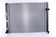 NISSENS Radiator 10400169 Cooling fins material: Aluminium, Core Depth [mm]: 16, Core Length [mm]: 636, Core Width [mm]: 518, Inlet O [mm]: 35, Outlet O [mm]: 35, Radiator type: Brazed cooling fins, Supplementary Article/Info 2: without expansion tank, Supplementary Article/Supplementary Info: with oil cooler, without gasket/seal, Water Tank Material (radiator): Plastic 1.