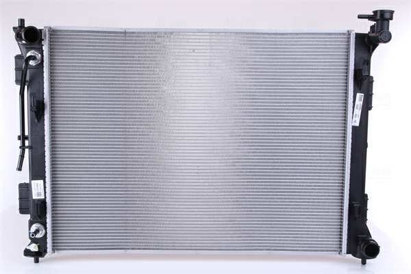 NISSENS Radiator 10400155 Cooling fins material: Aluminium, Core Depth [mm]: 16, Core Length [mm]: 635, Core Width [mm]: 467, Inlet O [mm]: 35, Outlet O [mm]: 35, Radiator type: Brazed cooling fins, Supplementary Article/Info 2: without expansion tank, Supplementary Article/Supplementary Info: with oil cooler, without gasket/seal, Water Tank Material (radiator): Plastic 1.