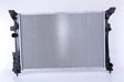 NISSENS Radiator 10400143 Cooling fins material: Aluminium, Core Depth [mm]: 26, Core Length [mm]: 640, Core Width [mm]: 425, Inlet O [mm]: 33,2, Outlet O [mm]: 33, Radiator type: Brazed cooling fins, Supplementary Article/Info 2: without cap, without expansion tank, Supplementary Article/Supplementary Info: with gaskets/seals, Water Tank Material (radiator): Plastic 2.