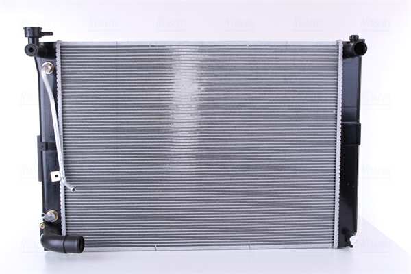 NISSENS Radiator 10657090 Cooling fins material: Aluminium, Core Depth [mm]: 26, Core Length [mm]: 650, Core Width [mm]: 481, Inlet O [mm]: 39, Outlet O [mm]: 34, Radiator type: Brazed cooling fins, Supplementary Article/Info 2: without expansion tank, Supplementary Article/Supplementary Info: with oil cooler, without gasket/seal, Water Tank Material (radiator): Plastic Technical Information: Radiator with 5mm system-Advanced technology with higher power effect 1.
