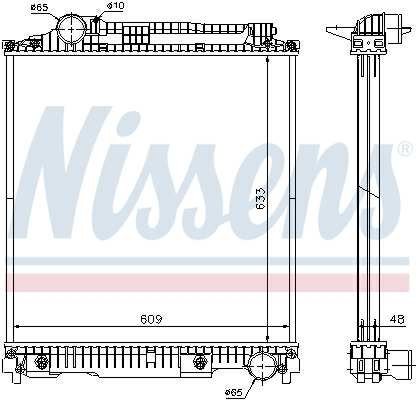 NISSENS Radiator 292907 Aluminum/plastic
Cooling fins material: Aluminium, Core Depth [mm]: 48, Core Length [mm]: 633, Core Width [mm]: 609, Radiator type: Brazed cooling fins, Supplementary Article/Supplementary Info: with oil cooler, Water Tank Material (radiator): Plastic
