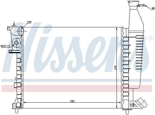 NISSENS Radiator 293323 Aluminum/plastic
Cooling fins material: Aluminium, Core Depth [mm]: 23, Core Length [mm]: 460, Core Width [mm]: 378, Radiator type: Mechanically jointed cooling fins, Water Tank Material (radiator): Plastic