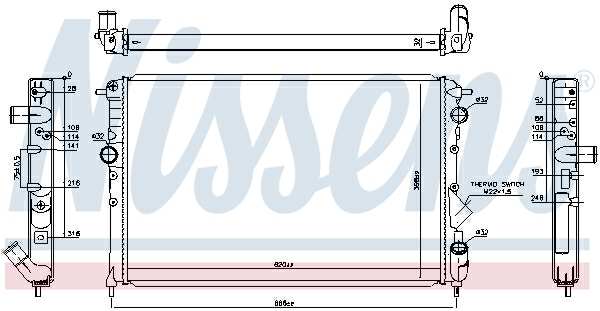NISSENS Radiator 293465 Aluminum/plastic
Core Length [mm]: 620, Core Width [mm]: 398, Core Depth [mm]: 32, Cooling fins material: Aluminium, Water Tank Material (radiator): Plastic, Radiator type: Brazed cooling fins
