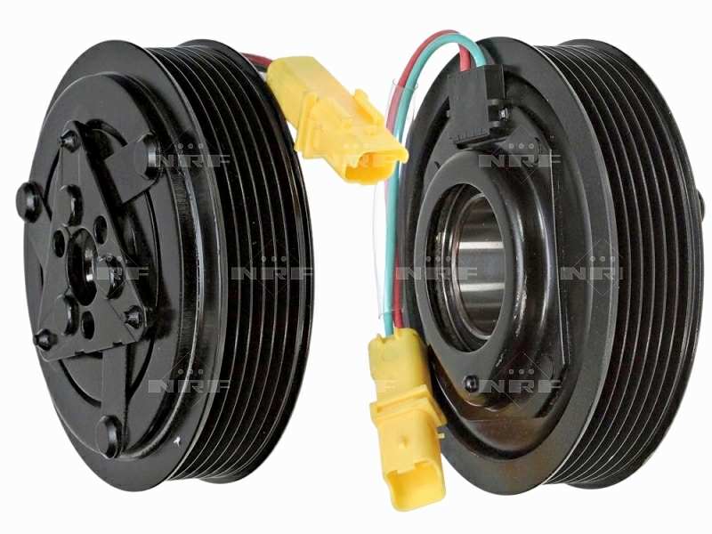 NRF Magnetic clutch for air conditioning compressor 11394005 Manufacturer Restriction: GENUINE SANDEN, Compressor ID: SD6C12, SD7C16, Number of grooves: 6, Belt Pulley O [mm]: 119, for wheel bearing diameter [mm]: 35, 52, Height of clutch release bearing [mm]: 20