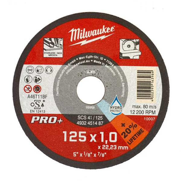 MILWAUKEE Schneidscheibe 11398208 Schnittscheibe für Metall, 125x1mm, gerade SC41 Pro+, 1 PC