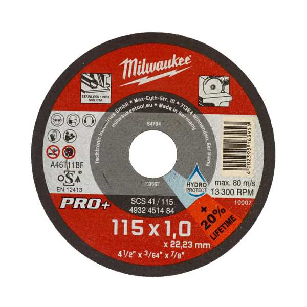 MILWAUKEE Schneidscheibe 11398231 Schnittscheibe für Metall, 115x1mm, gerade SC41 Pro+, 1 PC