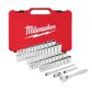 MILWAUKEE Plug spanner kit 11397724 1/4" ratchet socket wrench set metric and inch size (50 pieces) Standard socket wrenches: 5/32", 3/16", 7/32",1/4", 9/32", 5/16", 11/ 32", 1/4", 7/16", 1/4", 9/16",5mm, 5.5mm, 6mm, 7mm, 8mm, 9mm, 10mm, 11mm,12mm, 13 mm, 14 mm, 15 mm deep socket wrenches: 5/32", 3/16", 7/32", 1/4", 9/32", 5/16", 11/32", 1/4 ",7/16", 1/4", 9/16", 5mm, 5.5mm, 6mm, 7mm, 8mm, 9mm, 10mm, 11mm, 12mm, 13mm, 14mm, 15 mm 1.