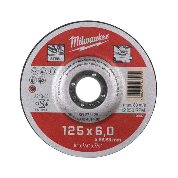 MILWAUKEE Schleifscheibe 11397692 Mahlen Sie distal für Metall, WSG27/125x6mm, 1 PC