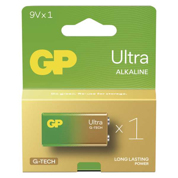 GP BATTERIES Batterie 11234511 GP -Element Ultra 6LF22 1BL, GP Ultra Alkali -Element 9V 1pcs/Blister, 9V, Typ: 6LF22 9 V (6LR61), Abmessungen: 26,5 × 17,5 × 48,5 mm 1.