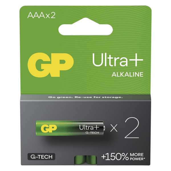 GP BATTERIES Batterie 11234512 GP -Element Ultra Plus LR03 2BL, GP Ultra Plus alkalisches Element AAA 2PCS/Blister, 1,5 V, Typ: LR03 (AAA Microkerus), Abmessungen: 10,5 × 44,5 mm 1.