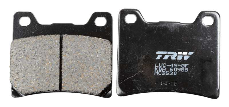 TRW Brake pad for motorcycle 198596 Set, for a brake disc!
Thickness [mm]: 8,7, Height [mm]: 54,7, Width [mm]: 63,2 1.