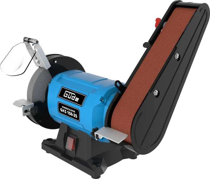 GÜDE Comined grinding machine 11410542 Desktop, 230 V, 250 W, speed: 2980 1/min, Disc diameter: 150 mm, inner disc diameter: 32 mm, disc thickness: 20 mm. Sanding belt width: 50 mm, length: 686 mm. 1.