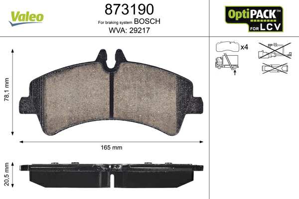 VALEO Bremsbelag für Scheibenbremsen (LKW) 10135087 Set
Einbauposition: Hinterachse, Bremssystem: BOSCH, Breite [mm]: 165, Höhe [mm]: 78,1, Dicke/Stärke [mm]: 20,5, WVA-Nummer: 29217, Ergänzungsartikel/Ergänzende Info 2: ohne Schrauben, für erschwerte Einsatzbedingungen, Verschleißwarnkontakt: exkl. Verschleißwarnkontakt 1.