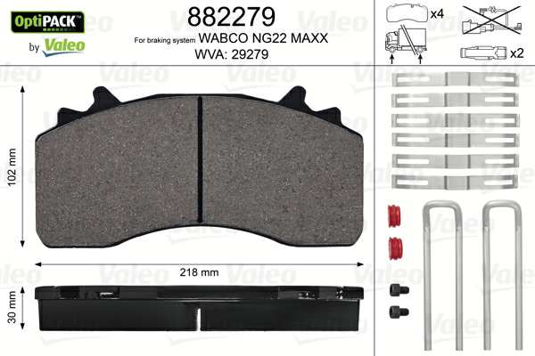 VALEO Bremsbelag für Scheibenbremsen (LKW) 10135105 Set
Bremssystem: WABCO, Ergänzungsartikel/Ergänzende Info 2: ohne Schrauben, Breite [mm]: 218, Höhe [mm]: 107,6, Dicke/Stärke [mm]: 30, WVA-Nummer: 29279, 29223, 29337, Verschleißwarnkontakt: exkl. Verschleißwarnkontakt 1.