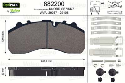 VALEO Brake pad for disc brake (cargo)