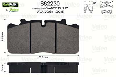 VALEO Brake pad for disc brake (cargo)