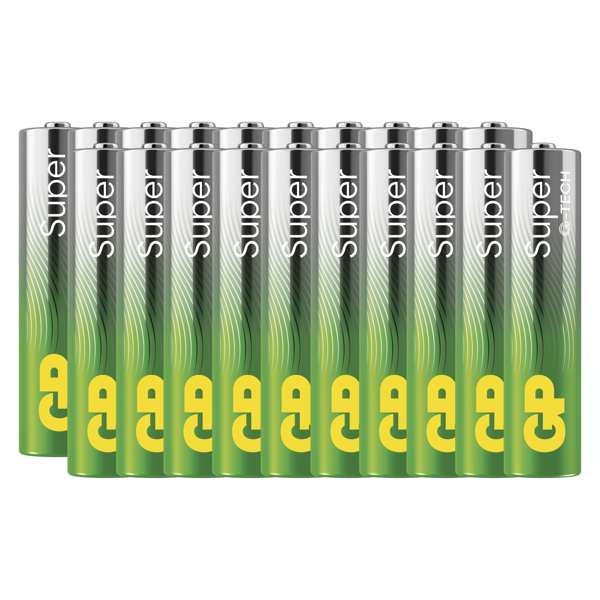 GP BATTERIES Batterie 11411214 GP Alkalibatterie Super LR03 (AAA) 20 Stück, chemische Zusammensetzung: Alkali, Kategorie/Serie: Super Alkaline, Typ: LR03 (AAA Micropencil), Batteriegröße: AAA, Spannung: 1,5 V, wiederaufladbar: nein, Größen: 10, 5 x 44,5 mm 1.