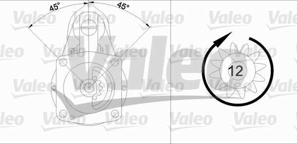 VALEO Starter 286261 renewed
Voltage [V]: 24, Rated Power [kW]: 6,6, Number of Teeth: 12, Number of Holes: 4, Rotation Direction: Clockwise rotation, Position / Degree: L/R  45, Clamp: NO 1.
