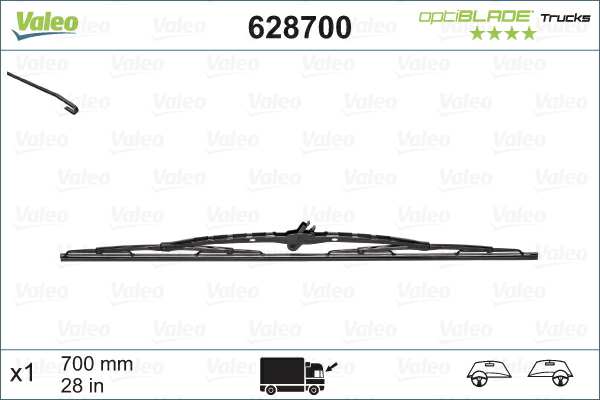 VALEO Scheibenwischer 721883 700 mm, 1 dB
Länge [mm]: 700, Länge [Zoll]: 28, passender Adapter: T7, beigefügter Adapter: T8 1.