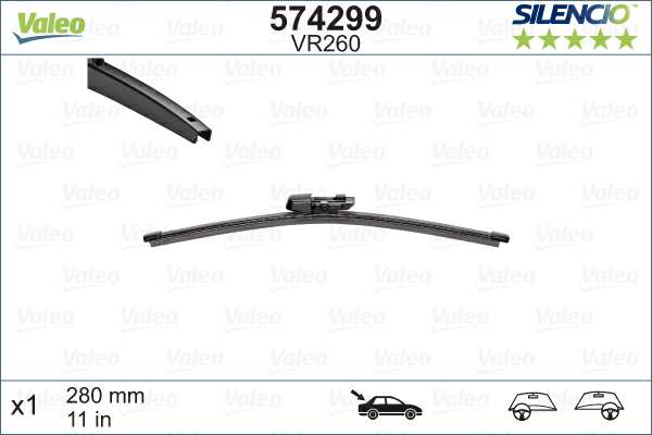 VALEO Scheibenwischer 721749 Einbauseite: hinten, Länge [mm]: 280, Länge [Zoll]: 11 1.