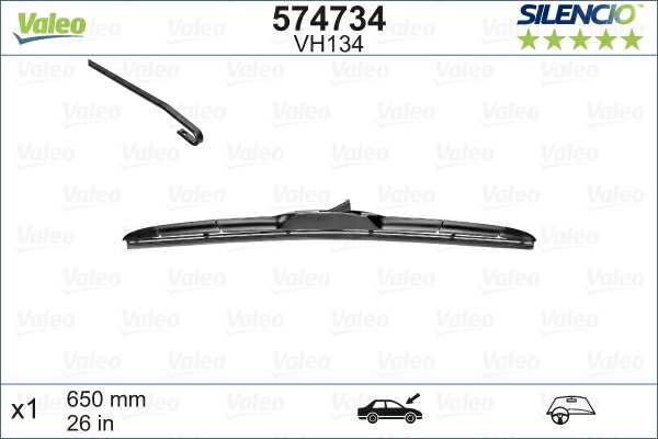 VALEO Wiper blades 721961 Left-/right-hand drive vehicles: for left-hand drive vehicles, Wiper blade type: Hybrid Wiper Blade, Length [mm]: 650, Length [in]: 26, Styling: with spoiler 
Left-/right-hand drive vehicles: for left-hand drive vehicles, Wiper blade type: Hybrid Wiper Blade, Length [mm]: 650, Length [in]: 26, Matching Adapter: C12, Styling: with spoiler 1.