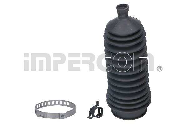 IMPERGOM Steering boot 10295683 Set
Fitting Position: Front Axle, Material: Elastomer, Clamp manufacturer: OETIKER+MUBEA, Length [mm]: 177, Inner Diameter 1 [mm]: 10, Inner Diameter 2 [mm]: 43