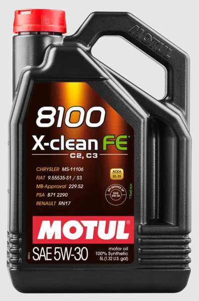 MOTUL Motorenöl 122854 8100 X-CLEAN FE 5W-30 5L, 100% synthetisch, Anwendung: PKW, Motortyp: Viertakt, ACEA C2, C3, API SERVICE SP, MERCEDES-BENZ 229.52, PSA B71 2290, RENAULT RN17, FIAT 9.55535-S1, 955535-S3, Nicht für bestimmte Motortypen geeignet. Vor Gebrauch stets die Fahrzeuganleitung lesen.
Inhalt [Liter]: 5, Gebindeart: Kanister, Viskositätsklasse nach SAE: 5W-30, Herstellerfreigabe: MB229.52, PSA B71 2290, RENAULT RN17, Ölherstellerempfehlung: FIAT 9.55535-S1, FIAT 9.55535-S3, Spezifikation nach ACEA: C2, C3