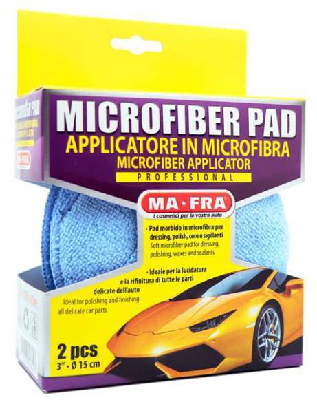 MA-FRA Applikatorschwamm 11435749 Mikrofaser-Applikator, blau, zum Auftragen von Wachsen. 2 Stück/Paket.