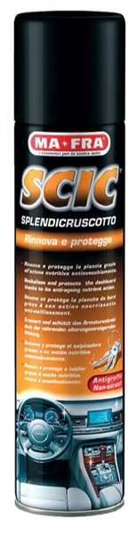 MA-FRA Cocpit shine 11435808 Scic Orange - dashboard renewal and protection spray, 600ml. It renews and protects plastic parts at the same time and has a high nourishing capacity to prevent aging. It is antistatic and protects the surface from scratches caused by keys, coins and other objects.
Cannot be taken back for quality assurance reasons!